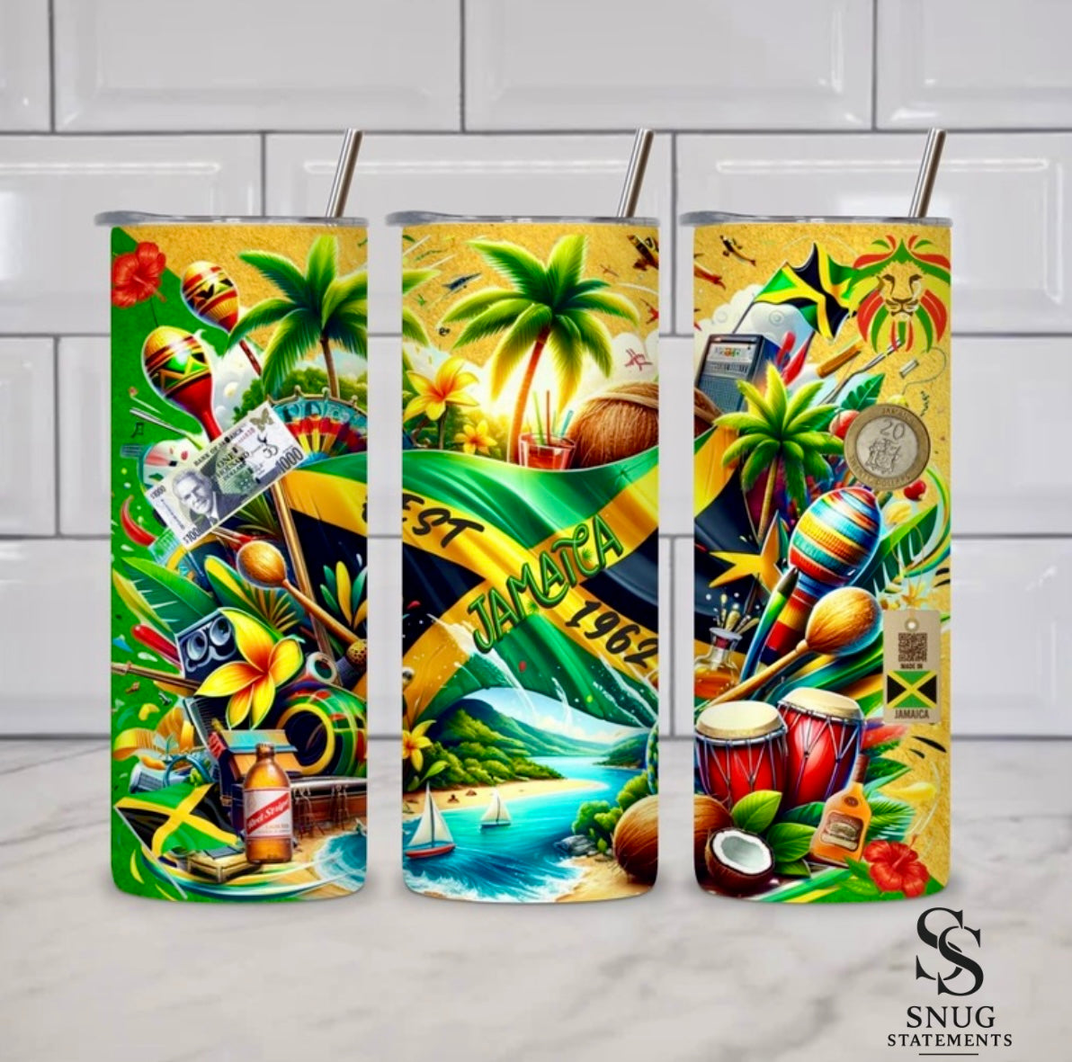 π―π² Jamaica Heritage 20oz Skinny Tumbler - Island Vibes Edition