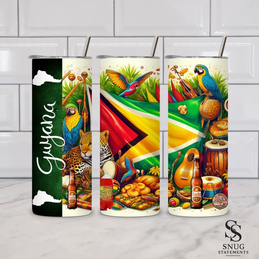 🇬🇾 Guyana Heritage 20oz Skinny Tumbler – Land of Many Waters Edition