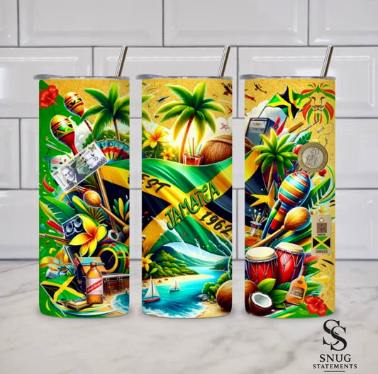🇯🇲 Jamaica Heritage 20oz Skinny Tumbler - Island Vibes Edition